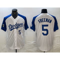 Los Angeles Dodgers #5 Freddie Freeman Number White Blue MWATKINS Fashion Stitched Cool Base Limited Jersey 2