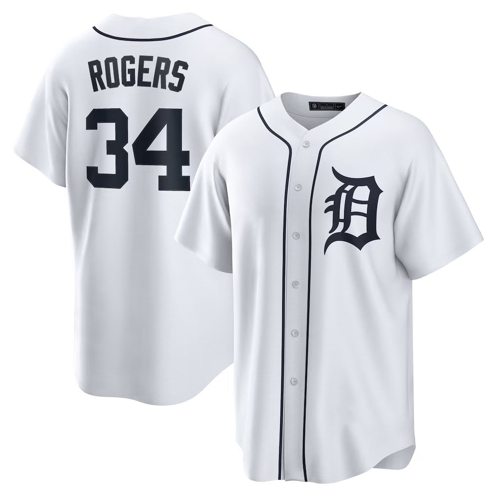 Detroit Tigers #34 Jake Rogers MWATKINS White Home Replica Jersey