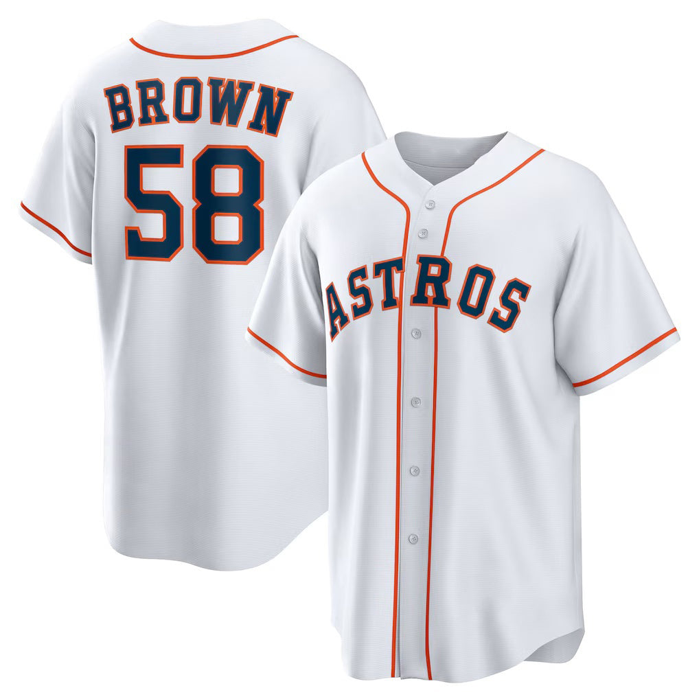 Houston Astros #58 Hunter Brown White MWATKINS Home Replica Jersey