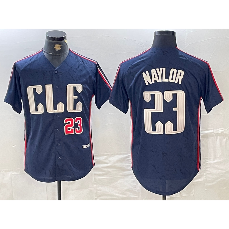 Cleveland Guardians #23 Josh Naylor Number Navy MWATKINS 2024 City Connect Limited Stitched Jersey