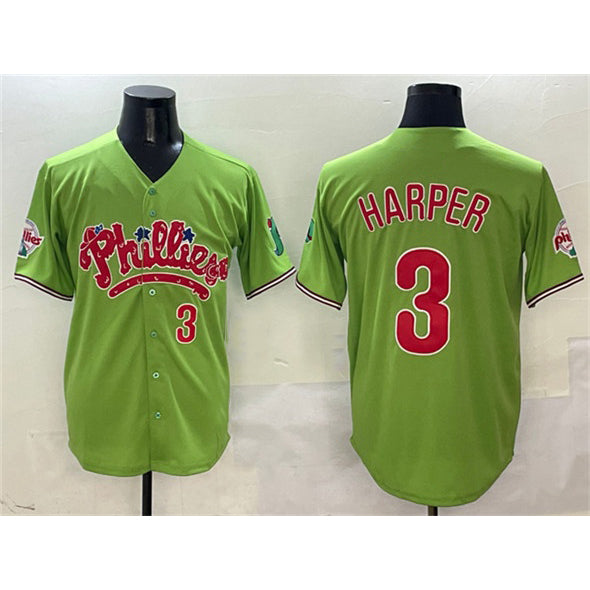 Philadelphia Phillies #3 Bryce Harper Light Green MWATKINS Phanatic Limited Stitched Jersey