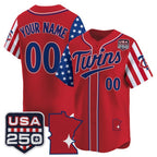 Custom Minnesota Twins America 250 Edition Vapor Premier Limited Red MWATKINS Stitched Jerseys