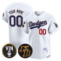 Custom Los Angeles Dodgers Vin Patch & Kobe Bryant Signature Vapor Premier Limited Jersey ¨C White MWATKINS