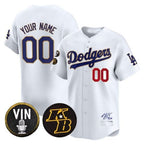 Custom Los Angeles Dodgers Vin Patch & Kobe Bryant Signature Vapor Premier Limited Jersey ¨C White MWATKINS
