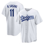 Los Angeles Dodgers #11 R¨­ki Sasaki White MWATKINS Home Replica Jersey