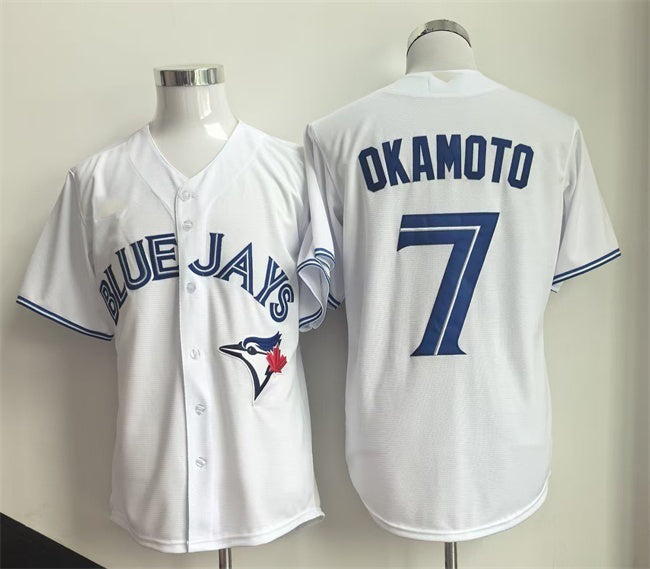 Toronto Blue Jays #7 Kazuma Okamoto White MWATKINS Home Limited Stitched Jersey