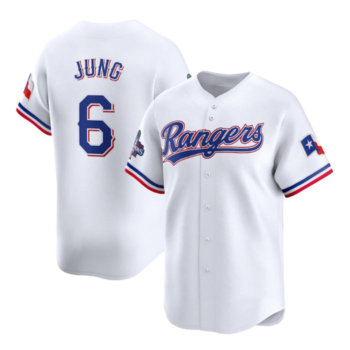 Texas Rangers #6 Josh Jung White MWATKINS 2023 World Series Champions Stitched Jersey