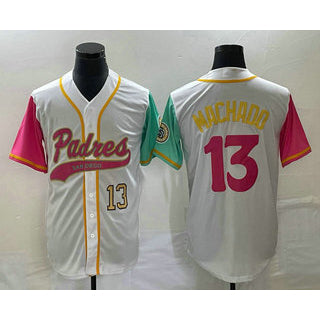 San Diego Padres #13 Manny Machado Number White MWATKINS NEW 2023 City Connect Cool Base Stitched Jersey
