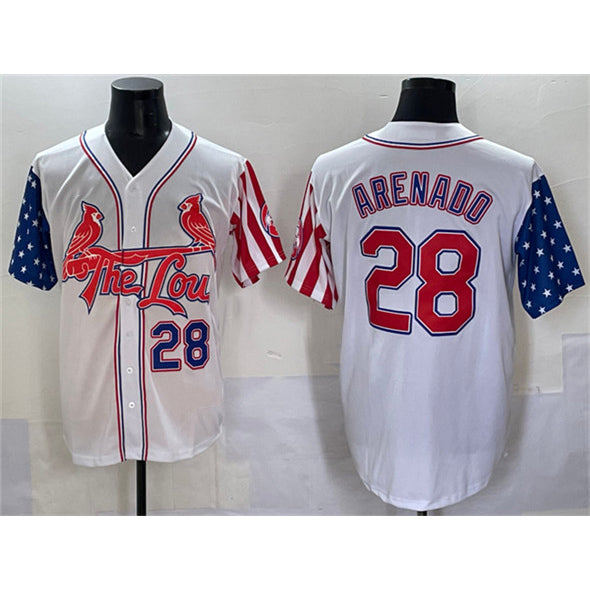 St. Louis Cardinals #28 Nolan Arenado White MWATKINS Independence Day Vapor Premier Limited Stitched Jersey