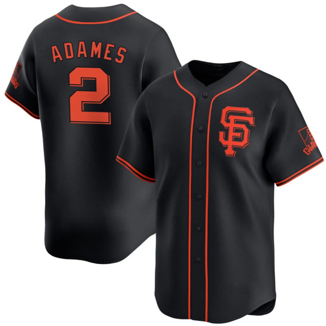 San Francisco Giants #2 Willy Adames Black MWATKINS 2024 Black Alternate Limited Stitched Jersey