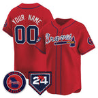 Custom Atlanta Braves Red MWATKINS 2024 Spring Training Patch Limited Stitched Jersey