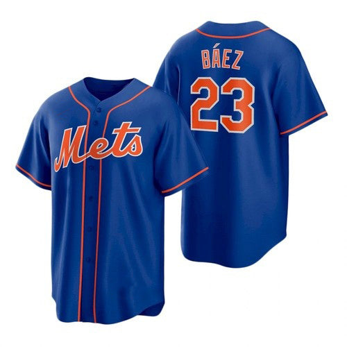 New York Mets #23 Javier Baez Royal MWATKINS Replica Alternate Jersey