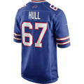 B.Bills #67 Kent Hull Royal MWATKINS Game Retired Player Jersey