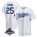 Los Angeles Dodgers #25 Tommy Edman White MWATKINS 2024 World Series Champions Cool Base Stitched Jersey