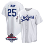 Los Angeles Dodgers #25 Tommy Edman White MWATKINS 2024 World Series Champions Cool Base Stitched Jersey
