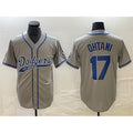 Los Angeles Dodgers #17 Shohei Ohtani Gray MWATKINS Cool Base With Patch Stitched Jersey