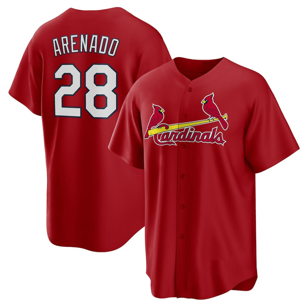 St. Louis Cardinals #28 Nolan Arenado Red MWATKINS Alternate Official Replica Player Jersey