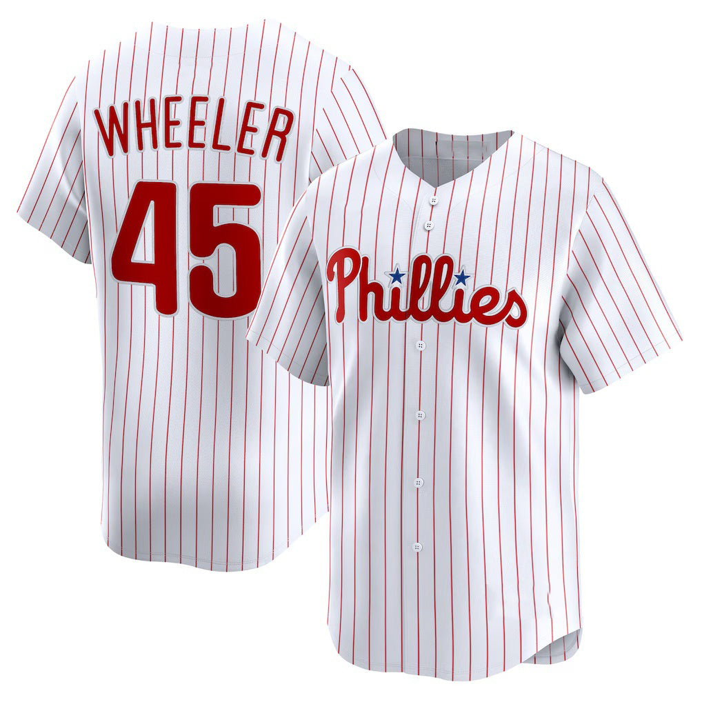Philadelphia Phillies #45 Zack Wheeler White MWATKINS Home Limited Player Jersey