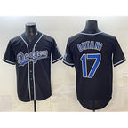 Los Angeles Dodgers #17 Shohei Ohtani Black MWATKINS Fashion Cool Base Stitched Jersey