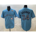 Toronto Blue Jays #34 Kevin Gausman Blue MWATKINS 2025 World Series Cool Base Stitched Jersey