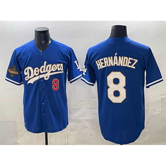 Los Angeles Dodgers #8 Enrique Hernandez Royal MWATKINS 2025 World Series Champions Patch Limited Stitched Jersey
