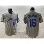 Kansas City Royals #16 Bo Jackson Gray MWATKINS 2024 Away Limited Stitched Jersey
