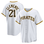 Pittsburgh Pirates #21 Roberto Clemente White MWATKINS Home Replica Player Name Jersey