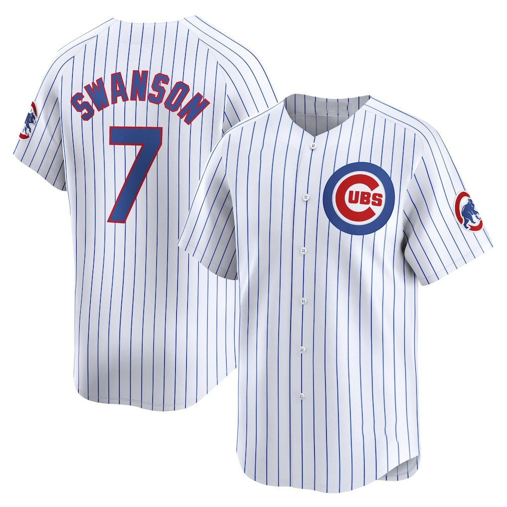 Chicago Cubs #7 Dansby Swanson White MWATKINS Home Limited Player Jersey