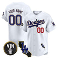 Custom Los Angeles Dodgers Vin & California Patch Gold Trim Vapor Premier Limited Jersey ¨C White MWATKINS