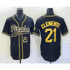 ittsburgh Pirates #21 Roberto Clemente Number Black MWATKINS Cool Base Stitched Jersey