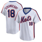 New York Mets #18 Darryl Strawberry Navy MWATKINS Throwback Cooperstown Limited Jersey