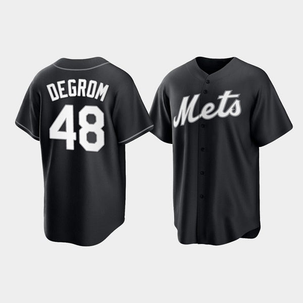 New York Mets #48 Jacob deGrom Black MWATKINS Cool Base Stitched Jersey