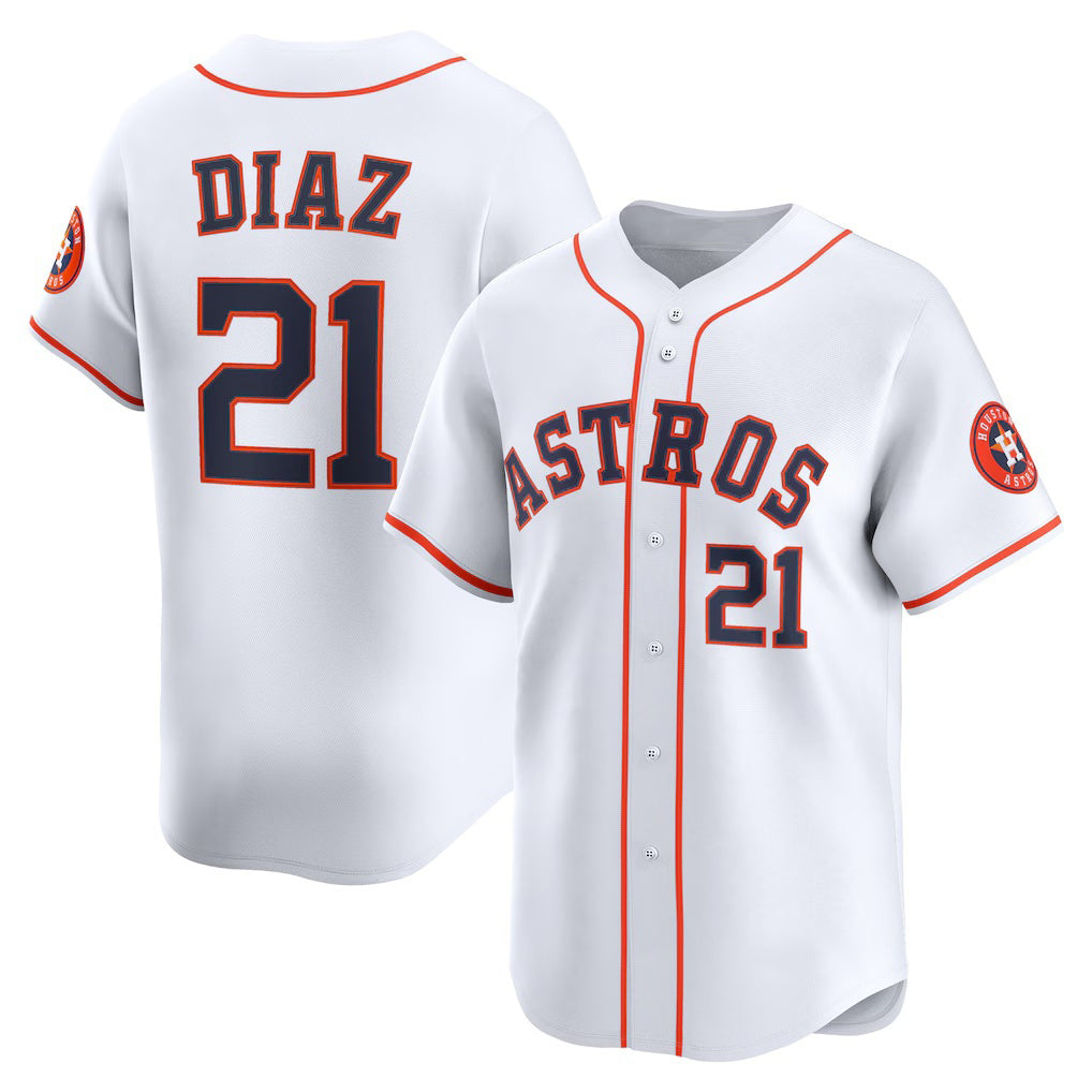 Houston Astros #21 Yainer Diaz White MWATKINS Home Limited Player Jersey
