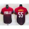 Philadelphia Phillies #55 Ranger Suarez Red MWATKINS 2024 City Player Number Cool Base Jersey 2