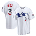 Los Angeles Dodgers #3 Edwin D¨ªaz USA 250 Fourth of July Home Stadium Jersey - White MWATKINS