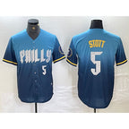 Philadelphia Phillies #5 Bryson Stott Blue MWATKINS 2024 City Player Number Cool Base Stitched Jersey 2