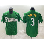 Philadelphia Phillies #3 Bryce Harper Green MWATKINS 2024 City Connect Stitched Jersey