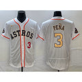 Houston Astros #3 Jeremy Pena Number 2023 White Gold MWATKINS World Serise Champions Patch Flex Base Stitched Jersey