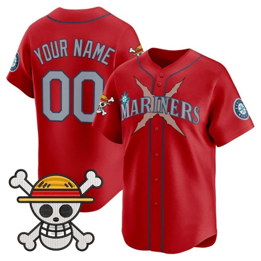 Custom Seattle Mariners x One Piece Red MWATKINS Vapor Premier Limited Jersey - Stitched