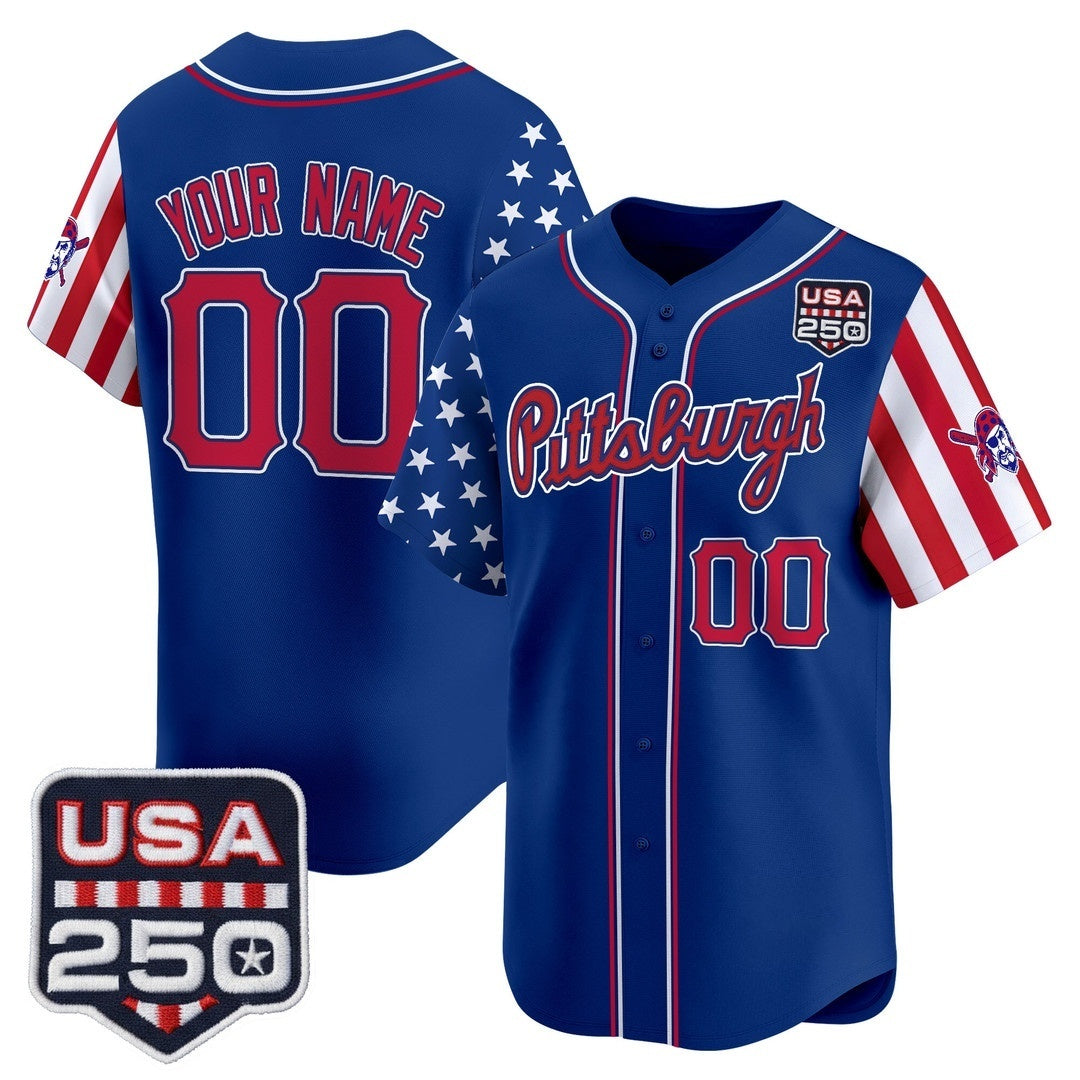 Custom Pittsburgh Pirates America 250 Edition Vapor Premier Limited Royal MWATKINS Stitched Jerseys