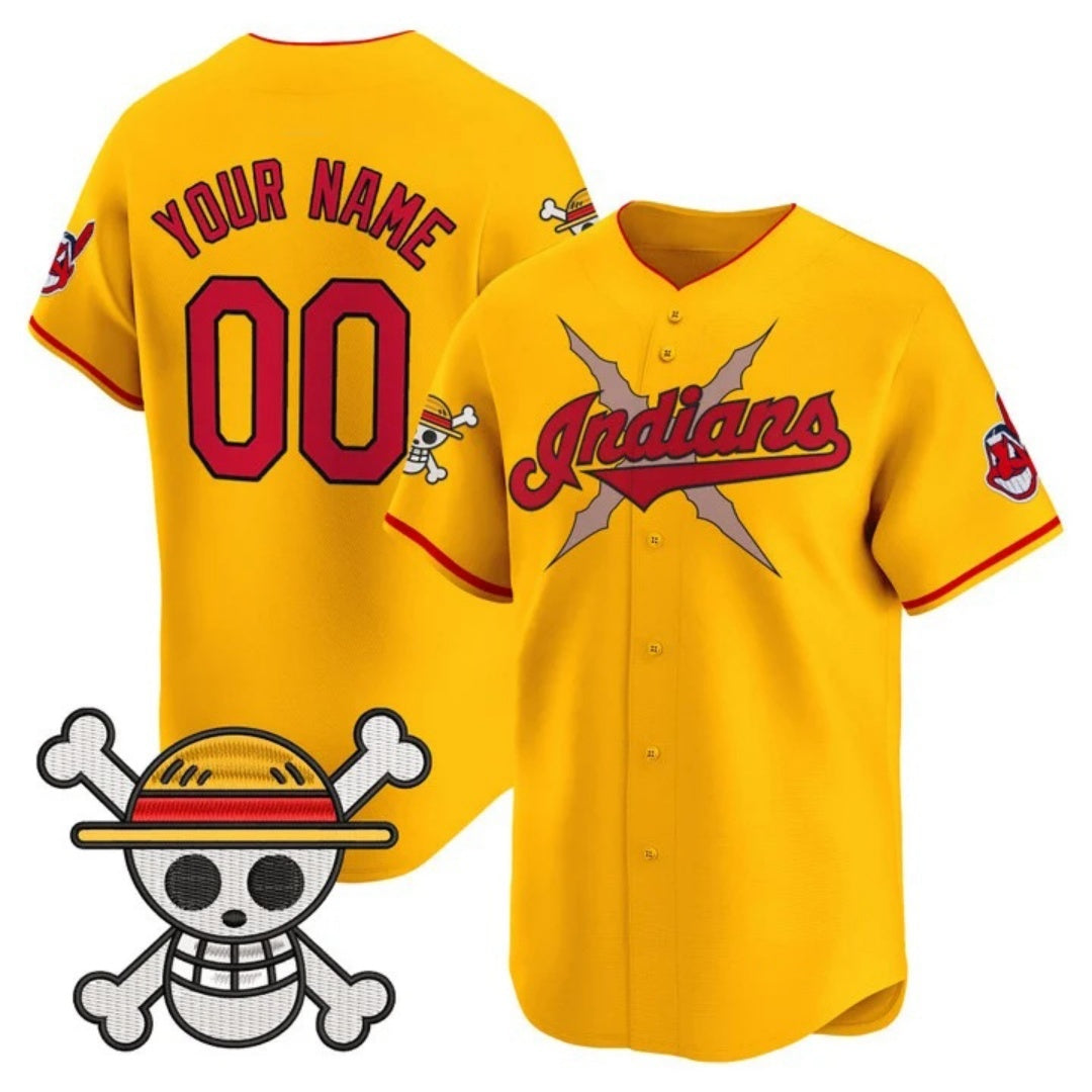 Custom Cleveland Indians x One Piece Gold MWATKINS Vapor Premier Limited Jersey - Stitched