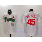 Philadelphia Phillies #45 Zack Wheeler White Green MWATKINS Cool Base Stitched Jerseys