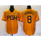 Pittsburgh Pirates #8 Willie Stargell Gold MWATKINS 2023 City Connect Stitched Jersey