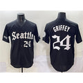 Seattle Mariners #24 Ken Griffey Jr. Black MWATKINS 'Deep Sea Gothic Edition' Vapor Premier Limited Stitched Jersey