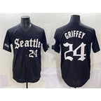 Seattle Mariners #24 Ken Griffey Jr. Black MWATKINS 'Deep Sea Gothic Edition' Vapor Premier Limited Stitched Jersey