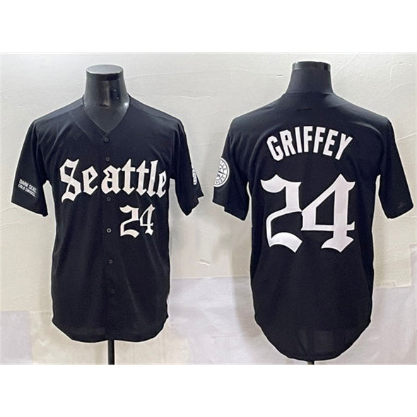 Seattle Mariners #24 Ken Griffey Jr. Black MWATKINS 'Deep Sea Gothic Edition' Vapor Premier Limited Stitched Jersey