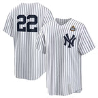 New York Yankees #22 Juan Soto White MWATKINS 2024 World Series Cool Base Stitched Jersey