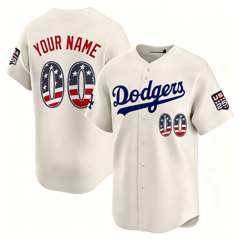 Custom Los Angeles Dodgers Cream MWATKINS USA 250 Fourth of July Limited Stitched Jersey