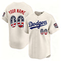 Custom Los Angeles Dodgers Cream MWATKINS USA 250 Fourth of July Limited Stitched Jersey