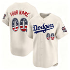 Custom Los Angeles Dodgers Cream MWATKINS USA 250 Fourth of July Limited Stitched Jersey